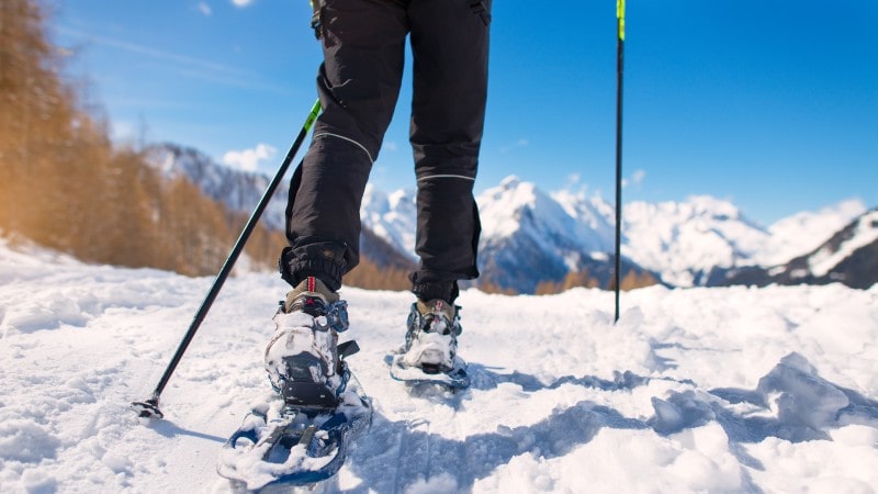 Snowshoer in the snow